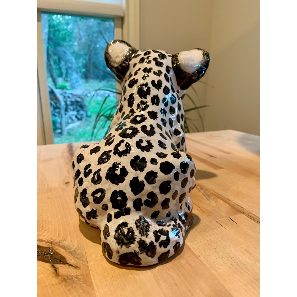Vintage Mid-Century Majolica Leopard Cub White and Black made in Italy - Picture 6 of 7